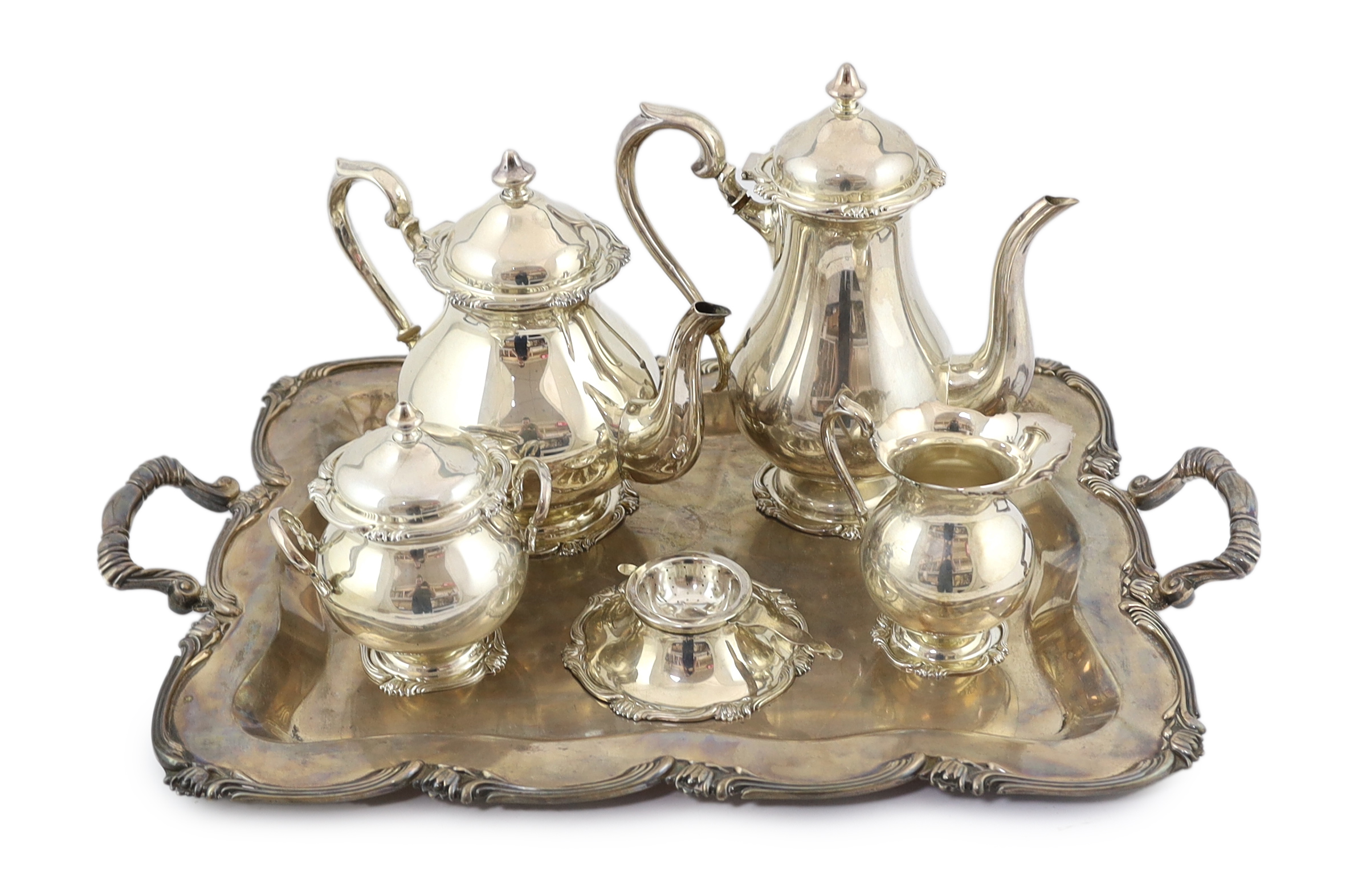 A 20th century Peruvian Camusso 925 sterling six piece tea and coffee service